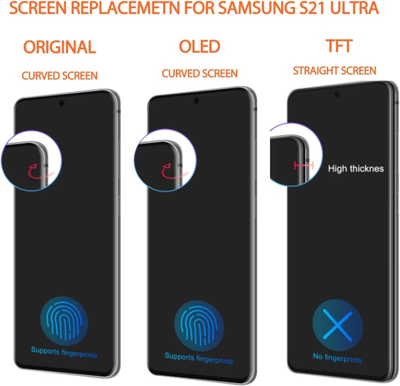 AGCUT OLED for Samsung Galaxy S21 Ultra Screen Replacement for S21 Ultra 5G LCD Display for SM-G998U SM-G998B LCD Digitizer Touch Screen Assembly Black with Frame+Installation Video(with Fingerprint) - Image 5